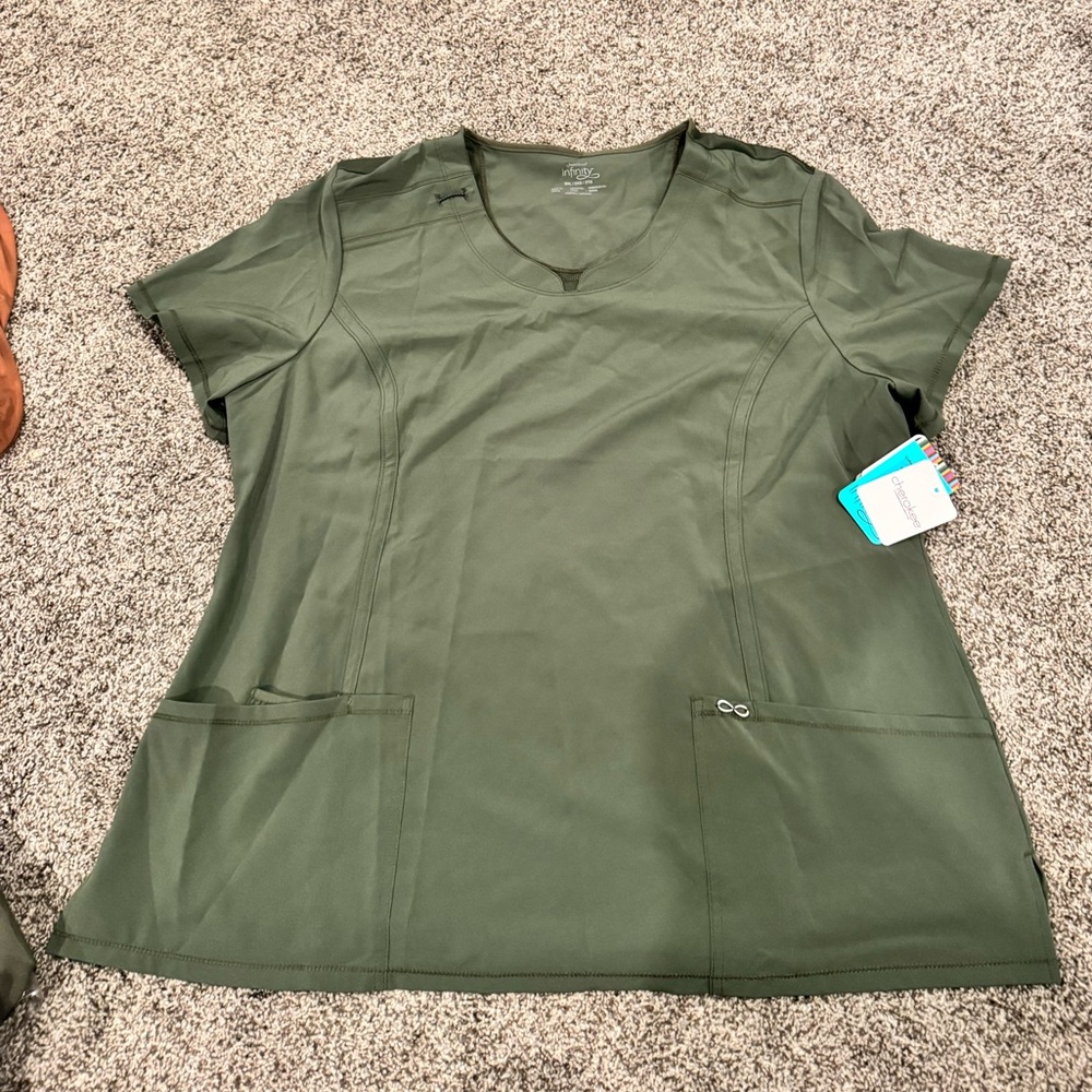 Cherokee Olive Short Sleeve Women's Scrub Top